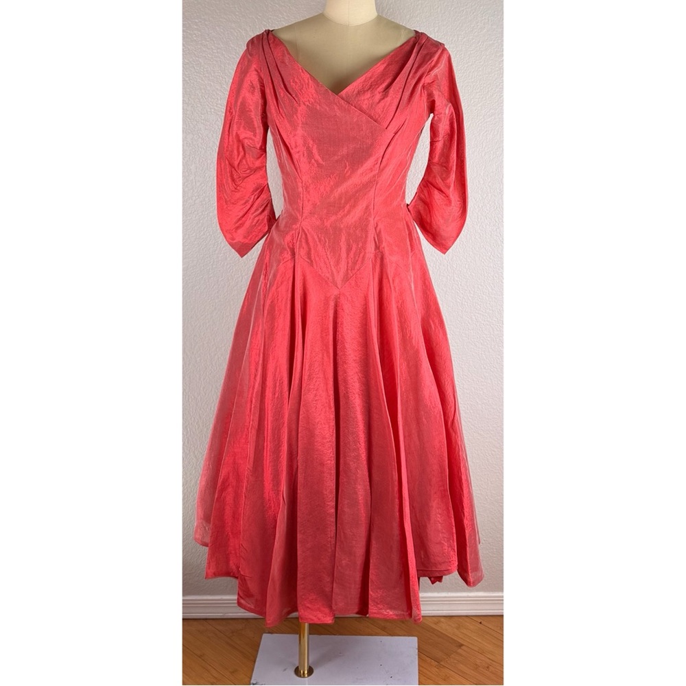 Harry Keiser Vintage 50s vintage Tea-Length Three-Quarter Sleeves Dress Small